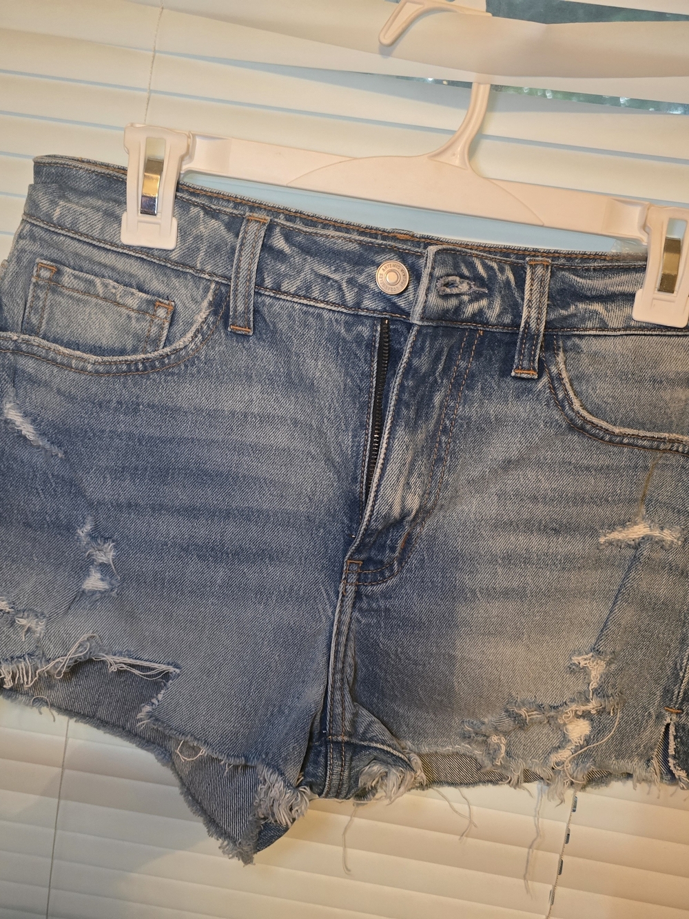 Distressed Denim Women’s Shorts - Light Blue